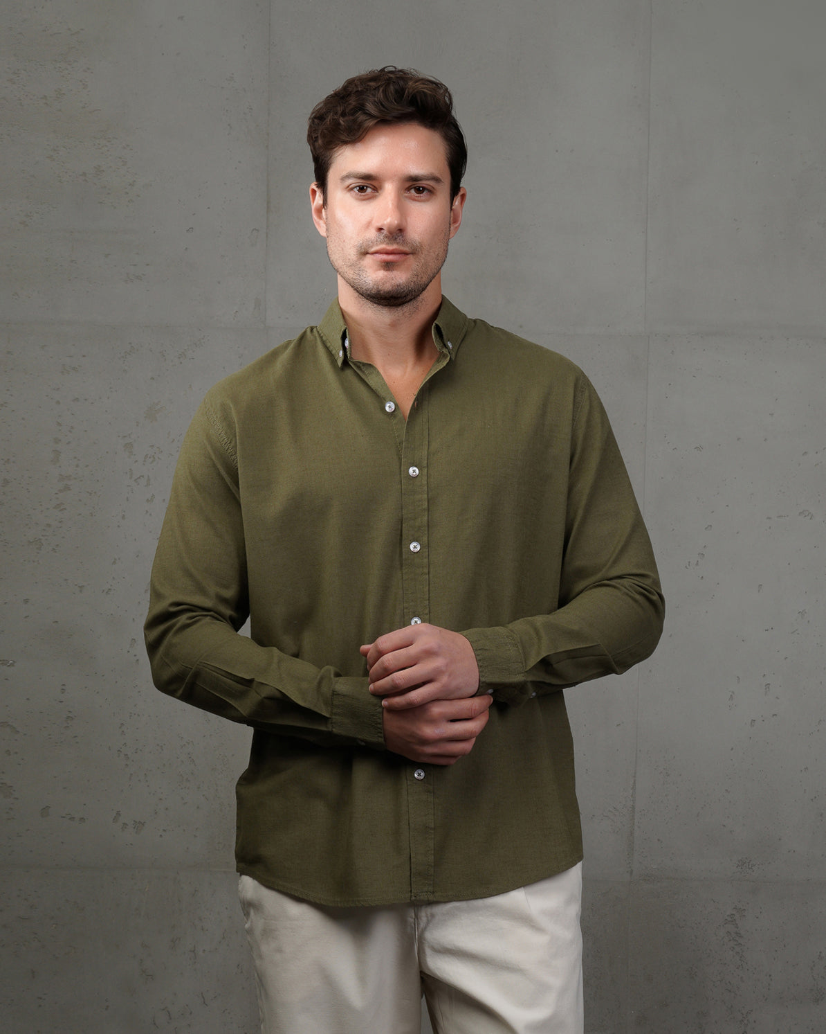 Oil Plain Cotton Shirt