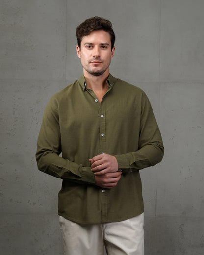 Oil Plain Cotton Shirt