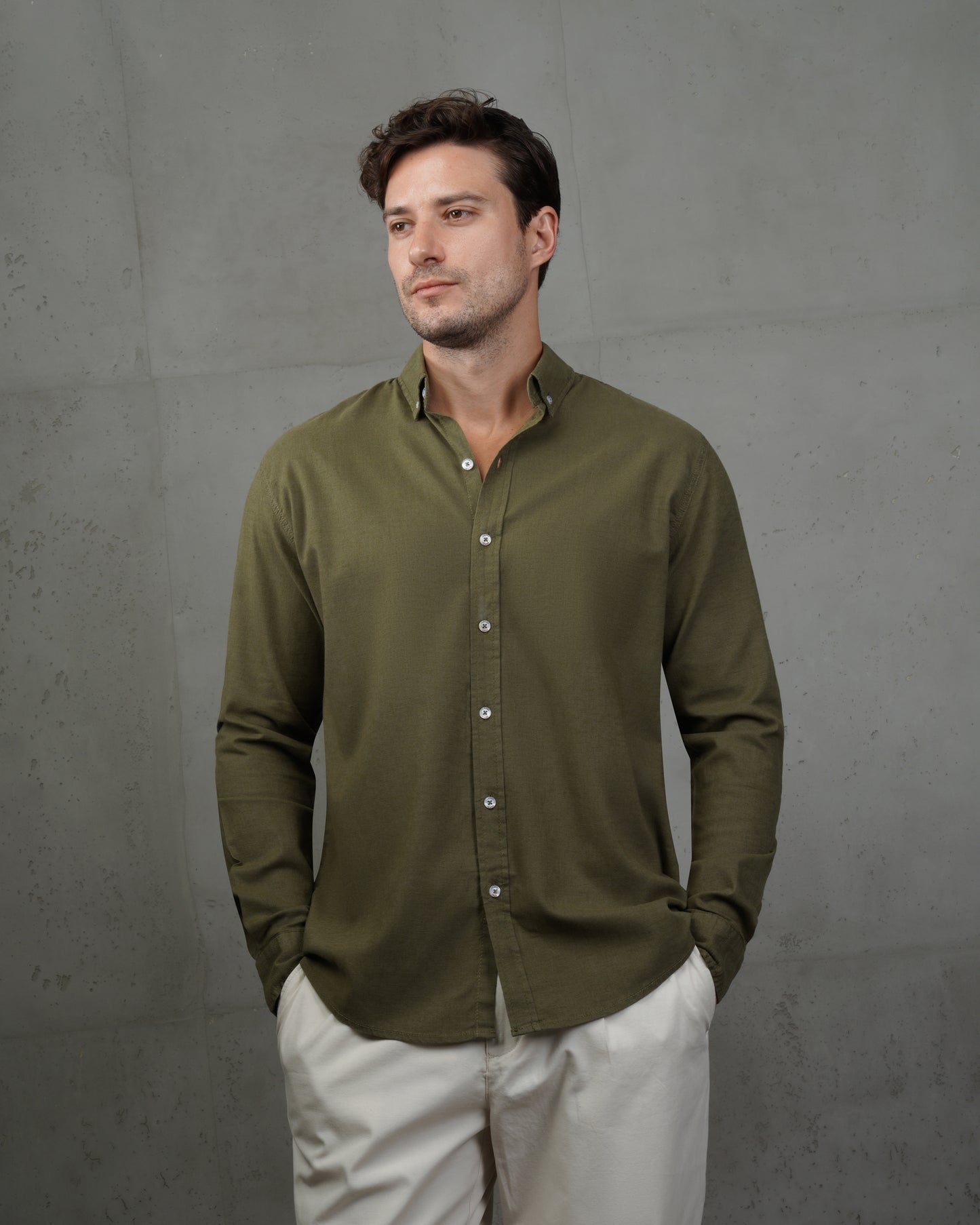Oil Plain Cotton Shirt