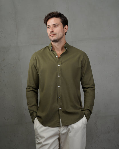 Oil Plain Cotton Shirt
