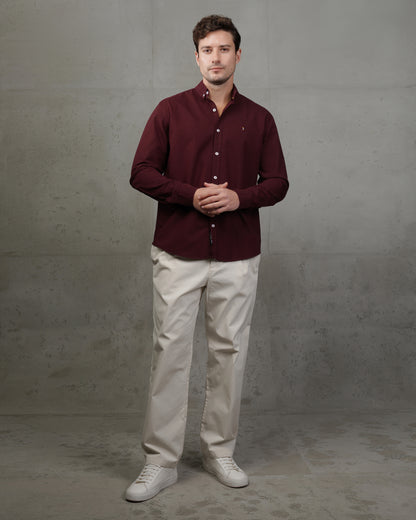 Burgundy Oxford Cotton Shirt
