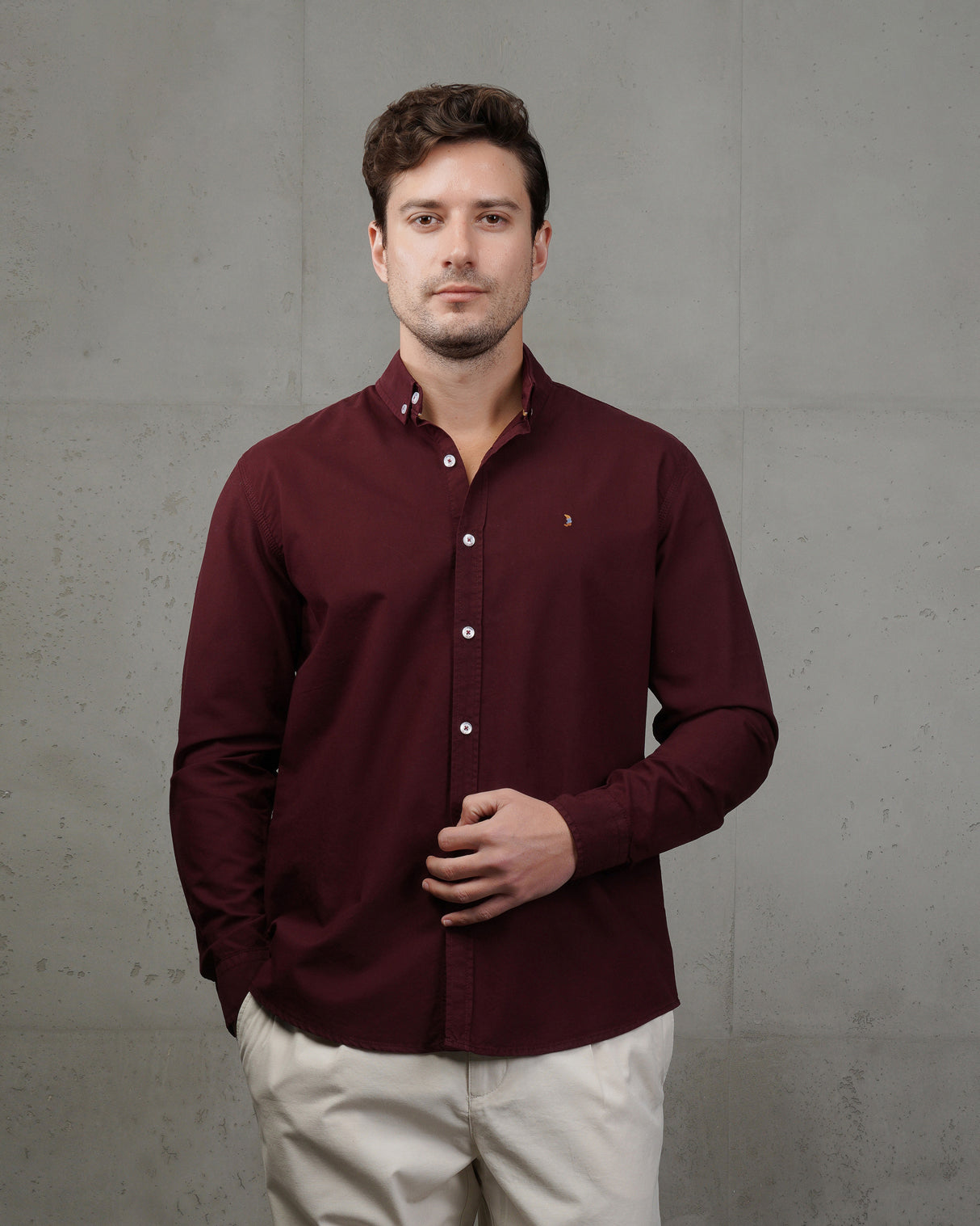 Burgundy Oxford Cotton Shirt