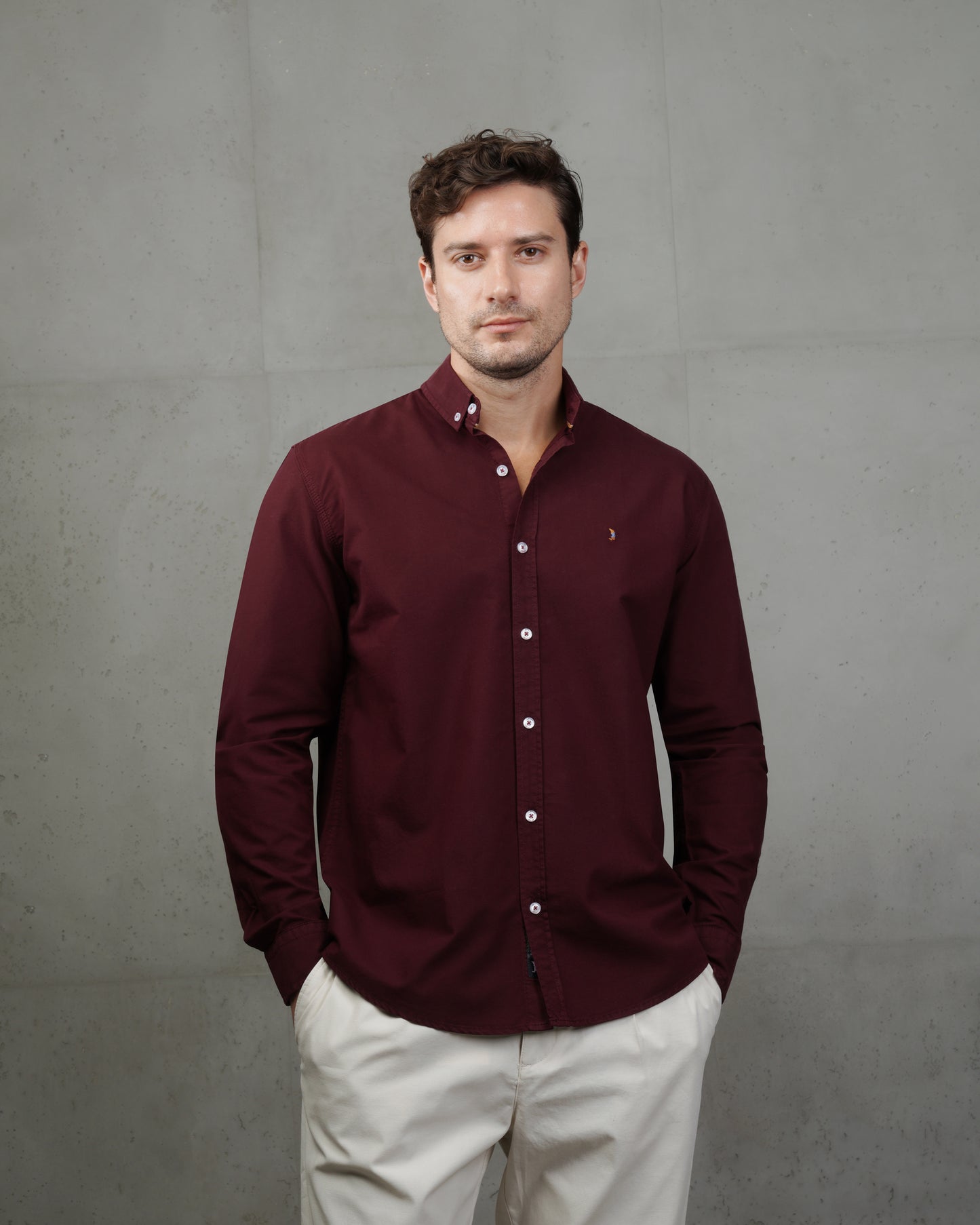 Burgundy Oxford Cotton Shirt