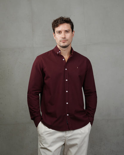 Burgundy Oxford Cotton Shirt
