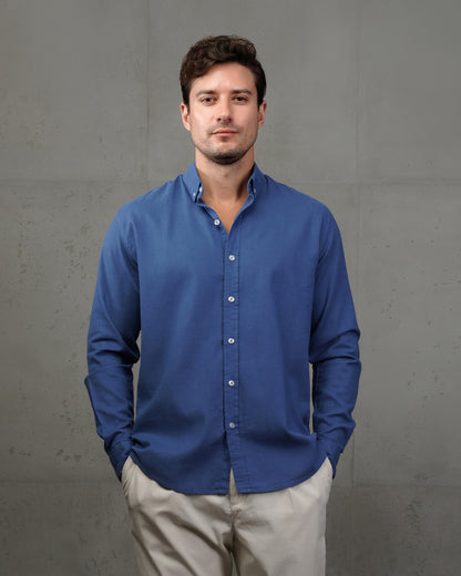 Blue Plain Cotton Shirt