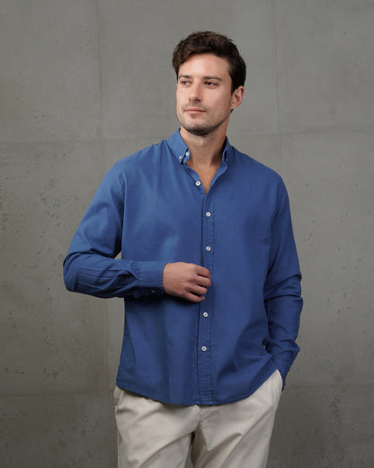 Blue Plain Cotton Shirt