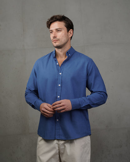 Blue Plain Cotton Shirt