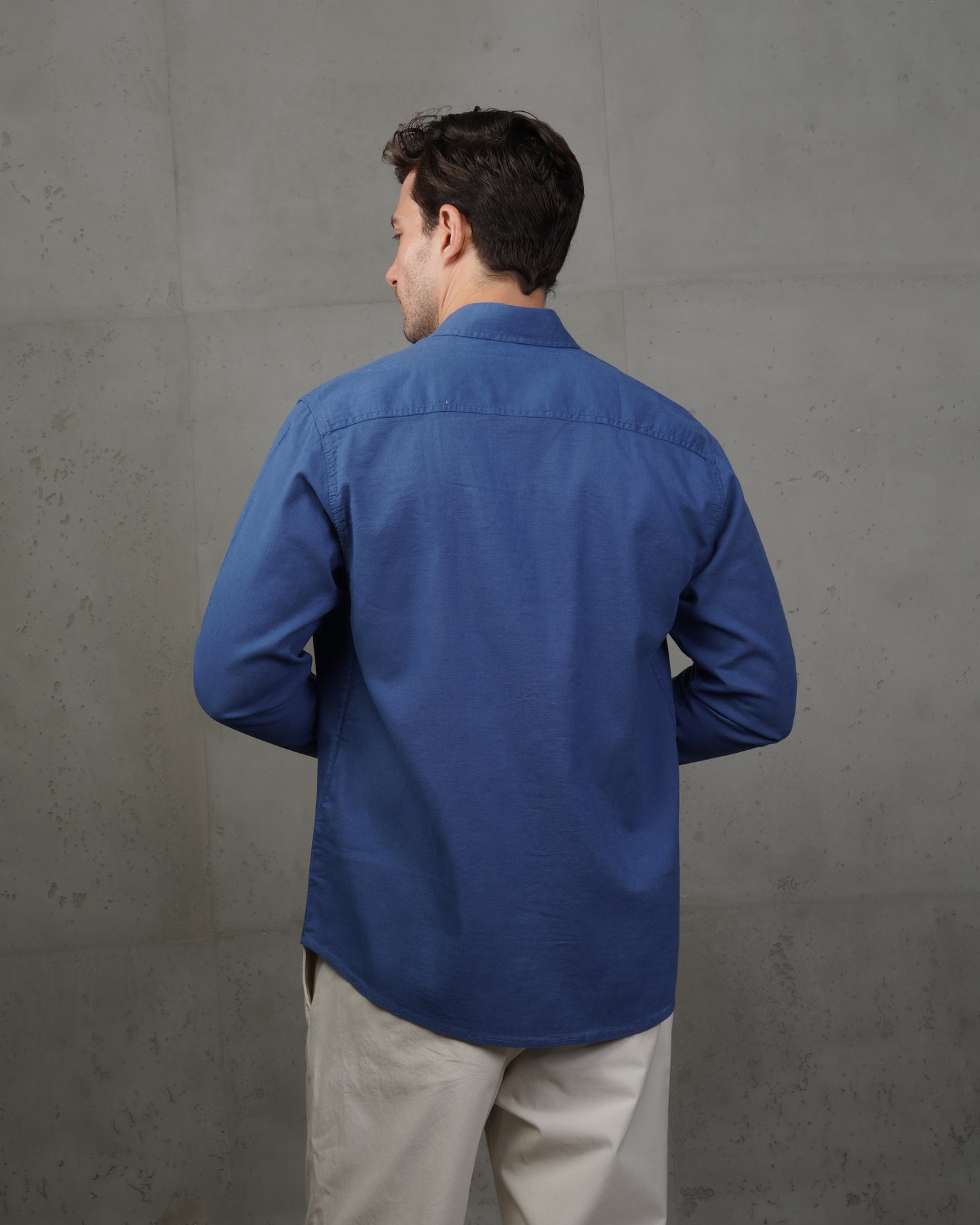 Blue Plain Cotton Shirt