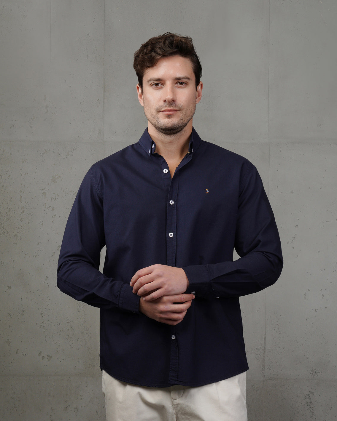 Navy Blue Oxford Cotton Shirt