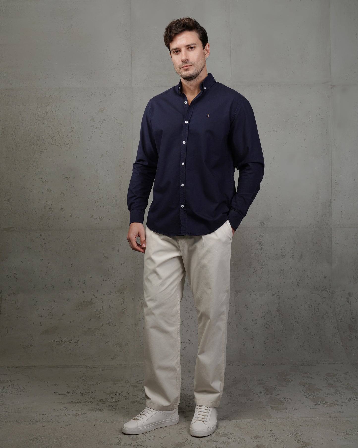 Navy Blue Oxford Cotton Shirt