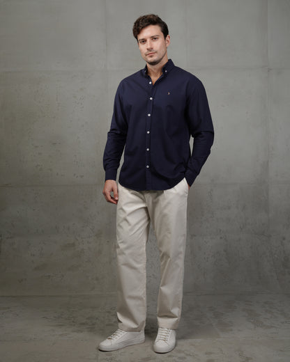 Navy Blue Oxford Cotton Shirt