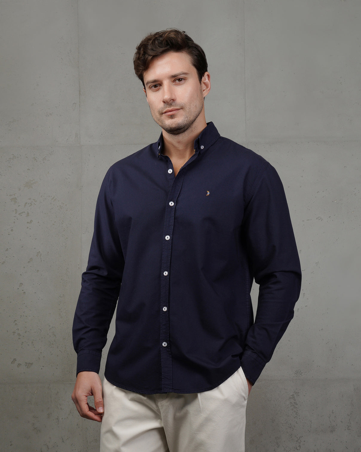 Navy Blue Oxford Cotton Shirt