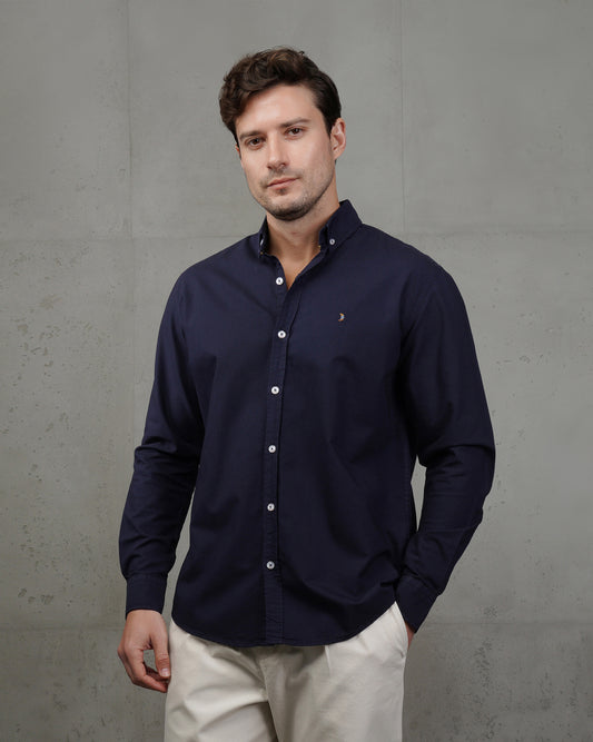 Navy Blue Oxford Cotton Shirt