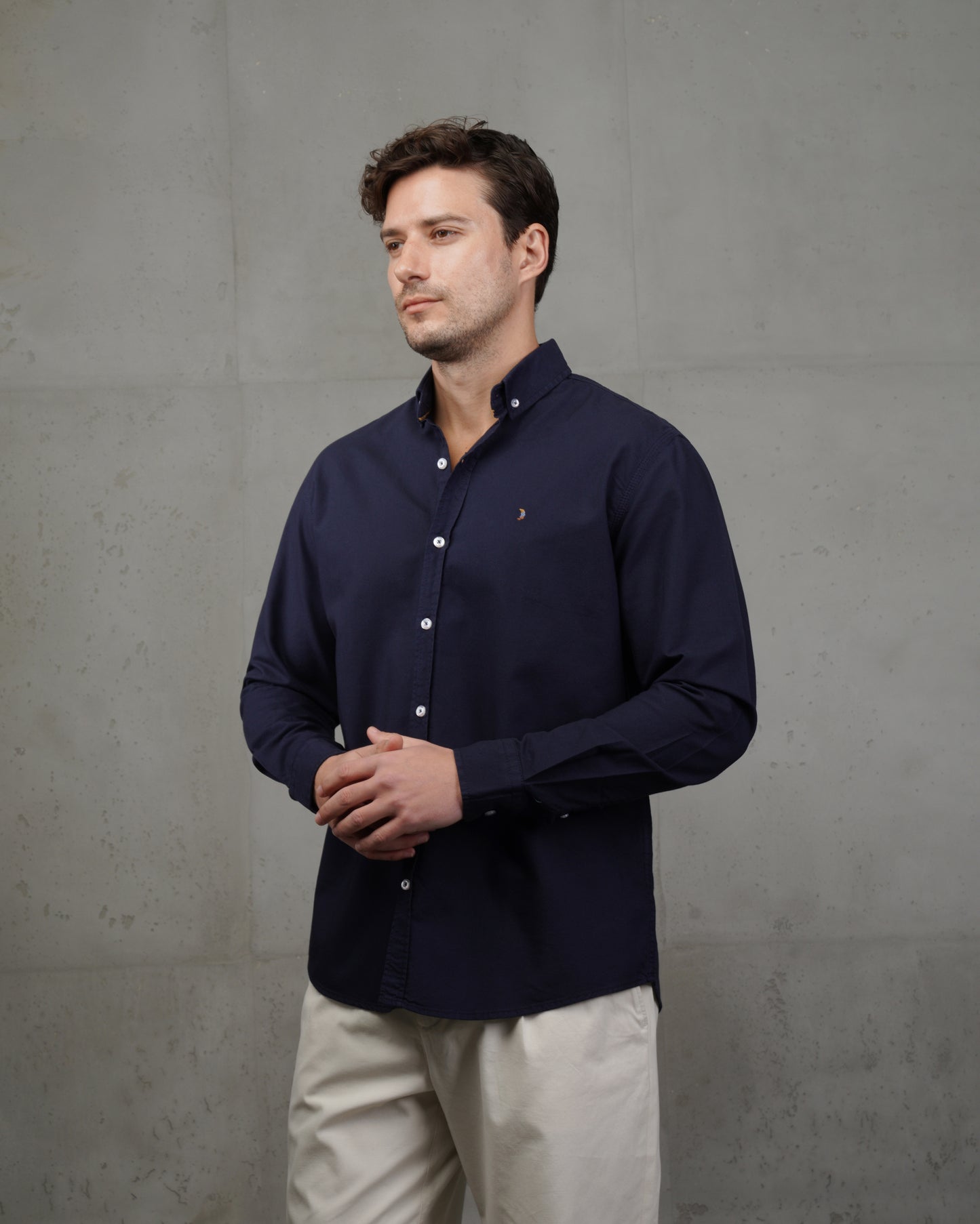 Navy Blue Oxford Cotton Shirt