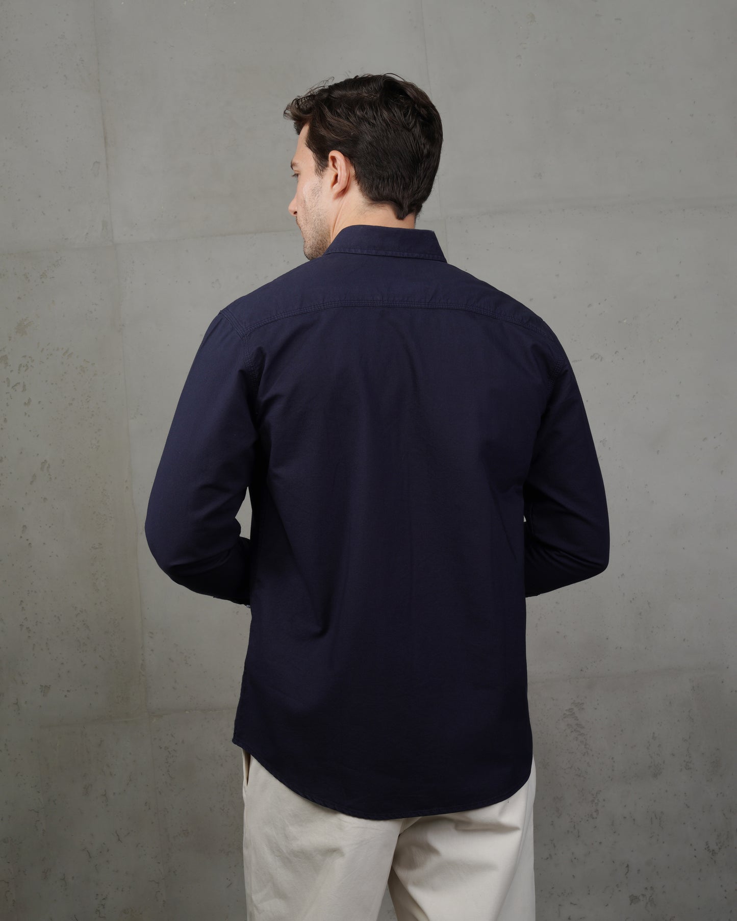 Navy Blue Oxford Cotton Shirt