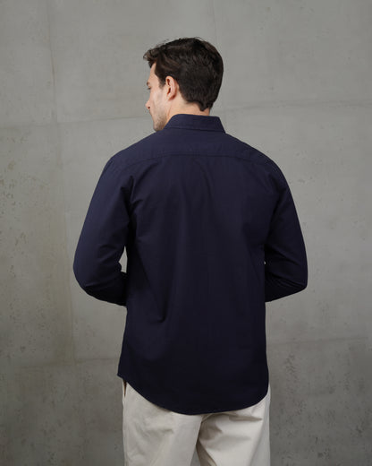 Navy Blue Oxford Cotton Shirt