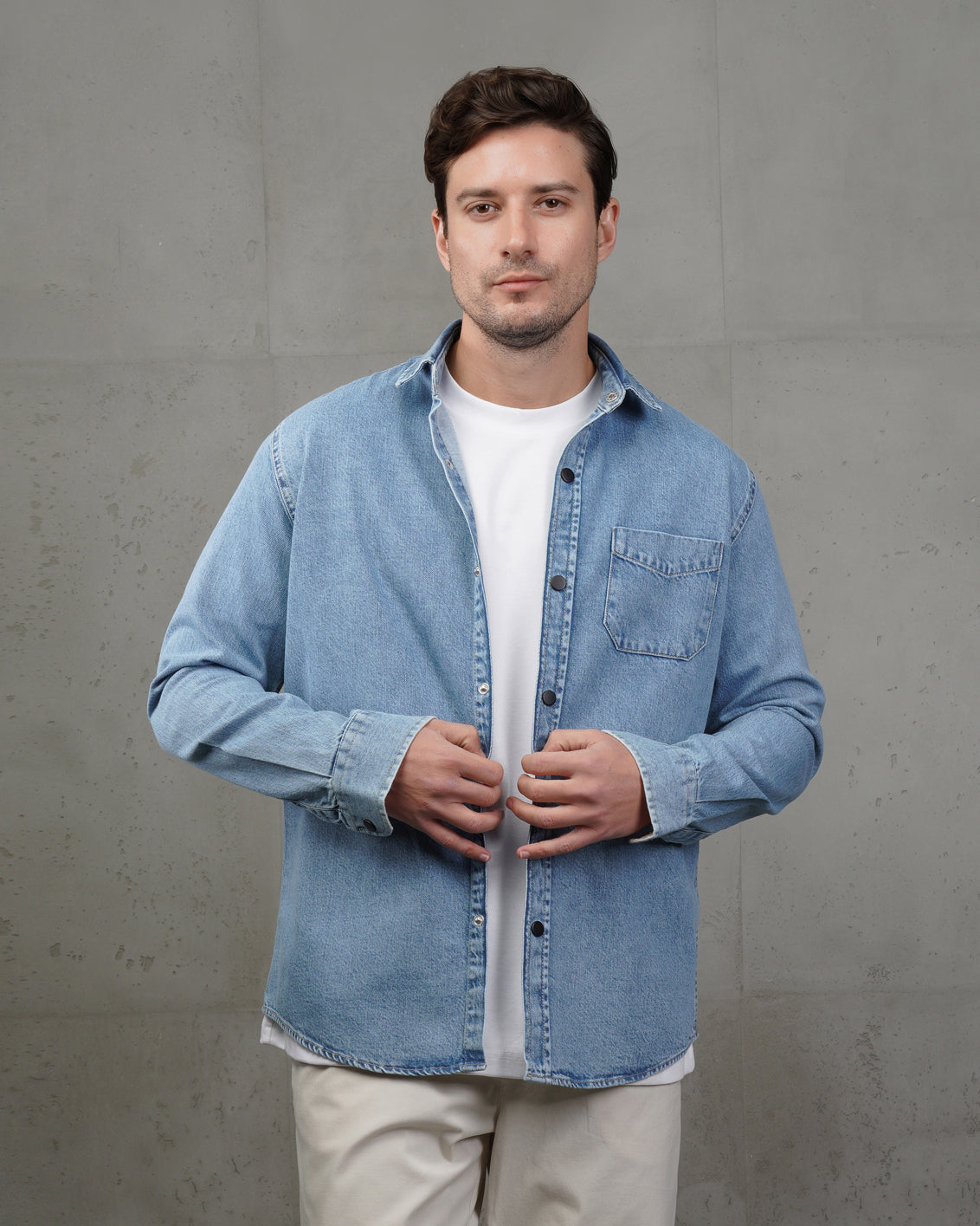Light Blue Plain Denim Shirt