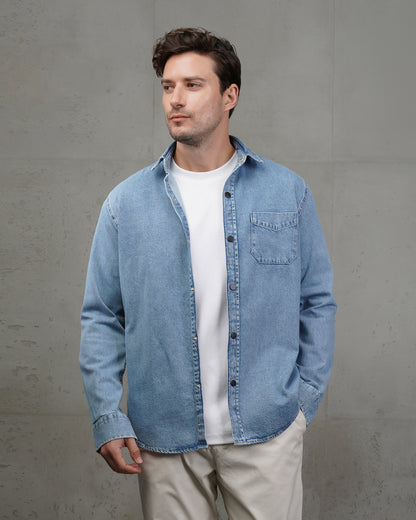 Light Blue Plain Denim Shirt
