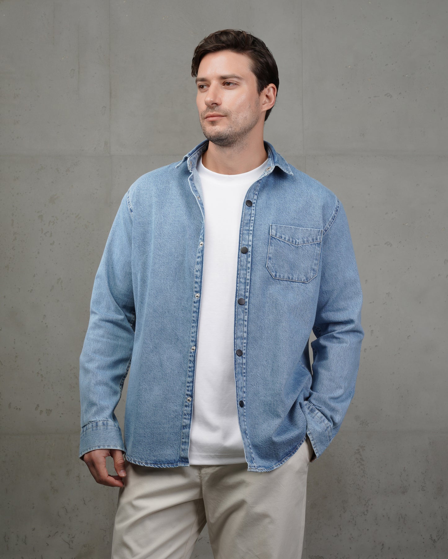 Light Blue Plain Denim Shirt