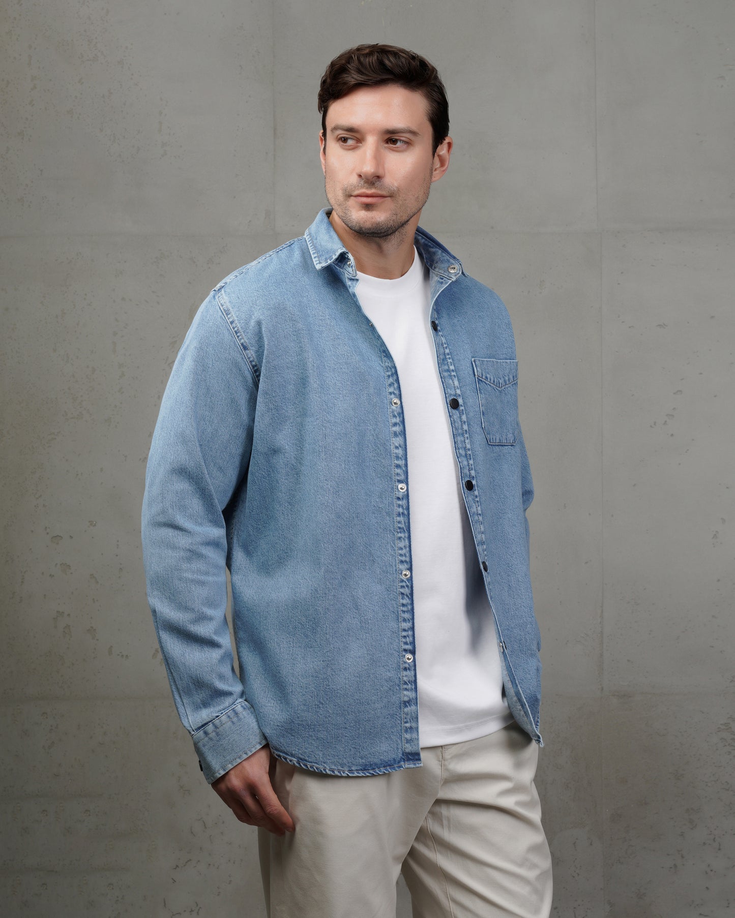Light Blue Plain Denim Shirt