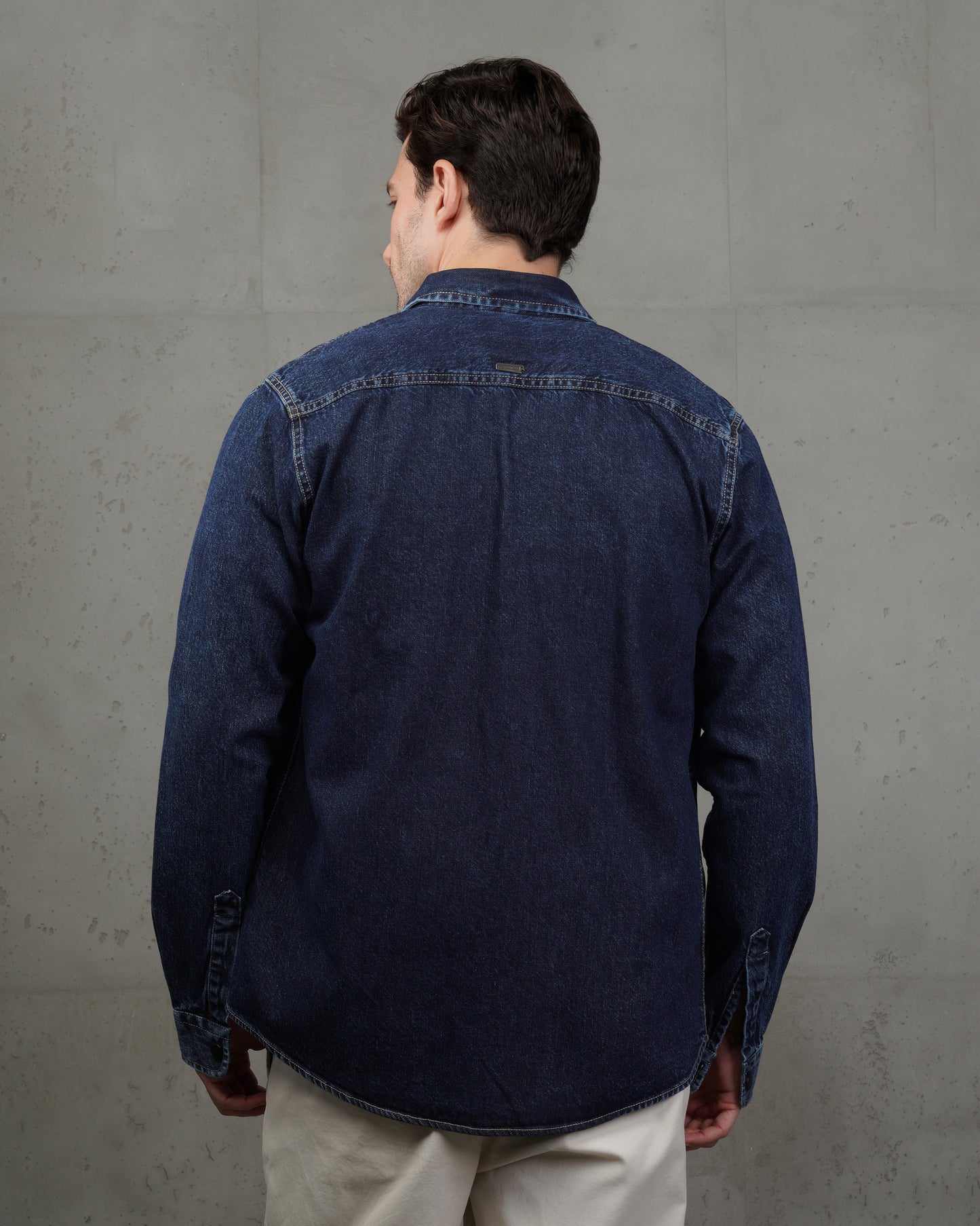 Blue Black Plain Denim Shirt