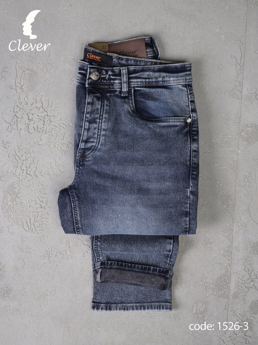 Navy Blue Straight-Leg Denim Jeans