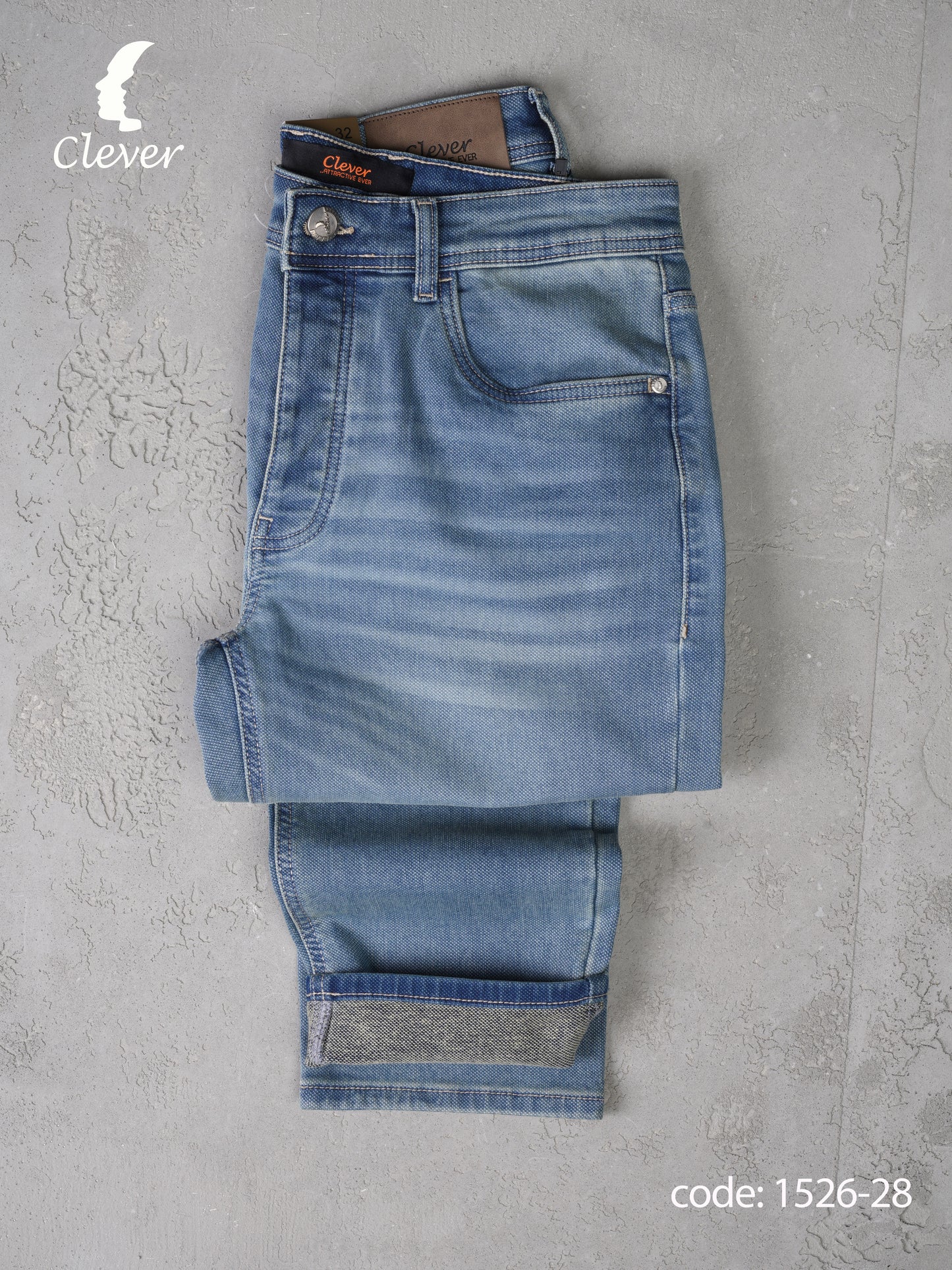 Light Blue Straight-Leg Denim Jeans