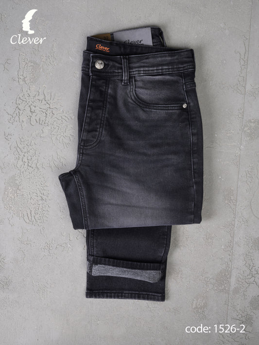 Black Straight-Leg Denim Jeans