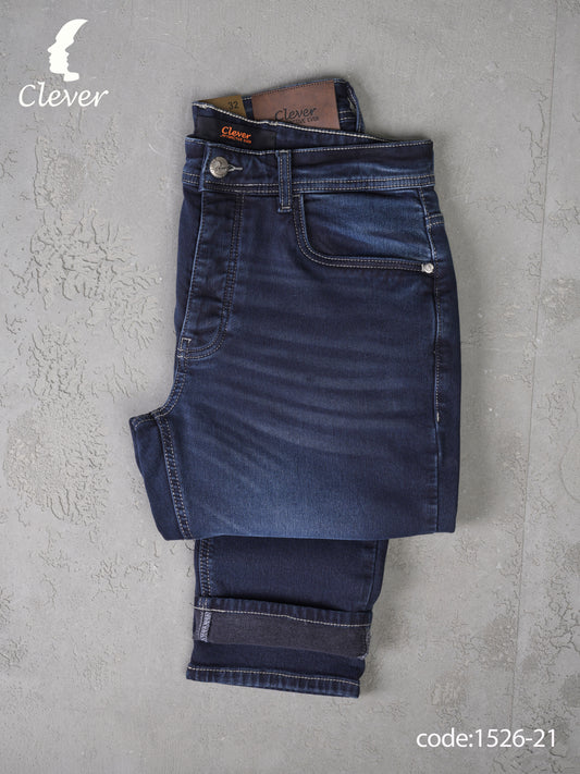 Dark Blue Straight-Leg Denim Jeans
