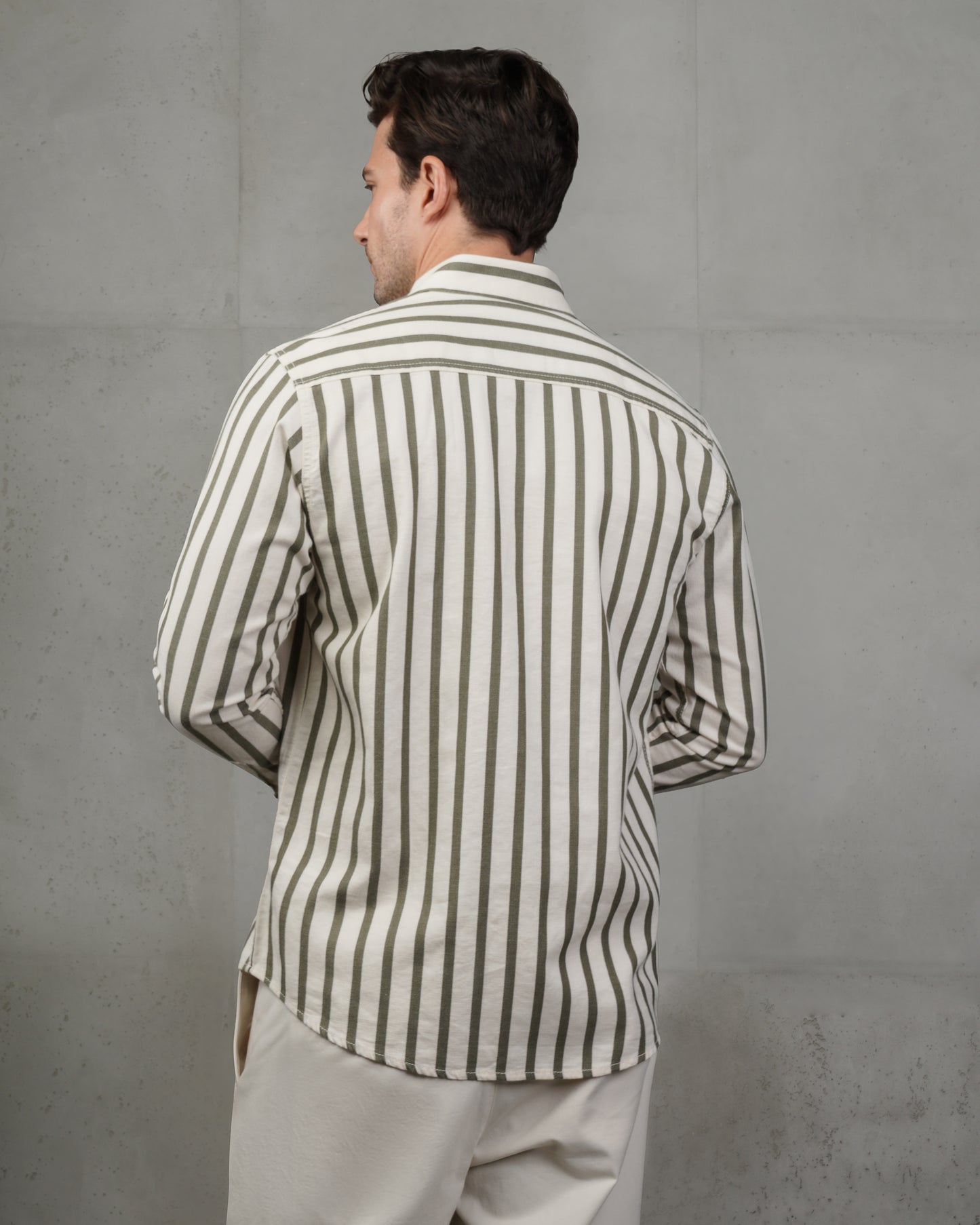 Men’s Oil & Beige Striped Cotton Shirt