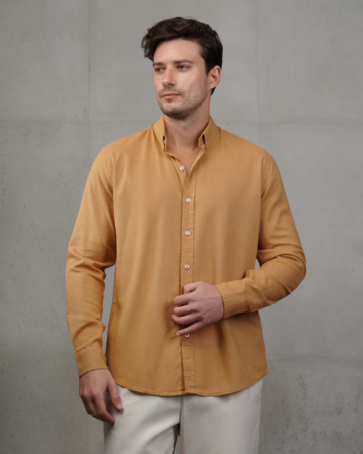 Mustard Plain Cotton Shirt