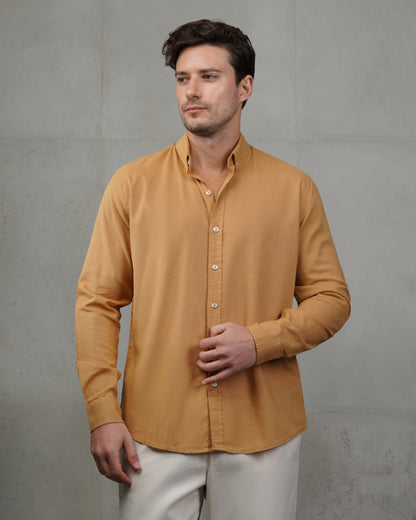 Mustard Plain Cotton Shirt