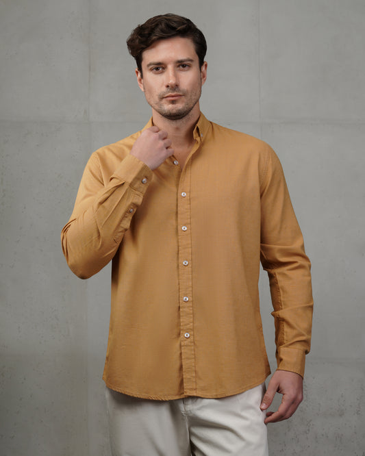 Mustard Plain Cotton Shirt (Big Size)