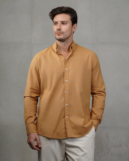Mustard Plain Cotton Shirt (Big Size)