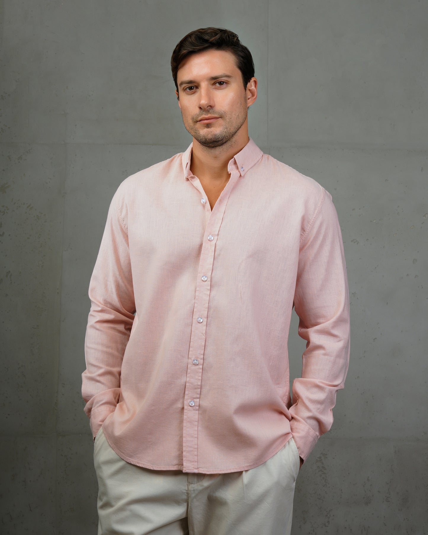 Light Rose Plain Cotton Shirt (Big Size)