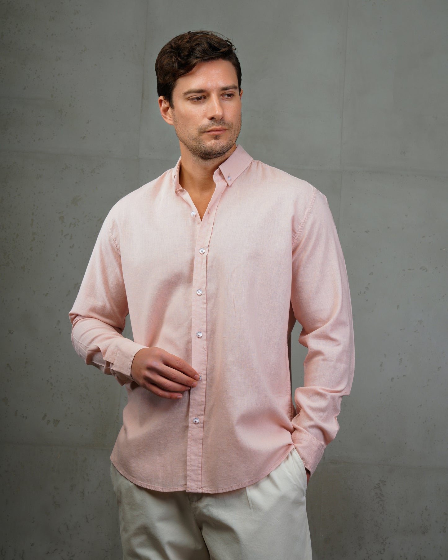 Light Rose Plain Cotton Shirt (Big Size)