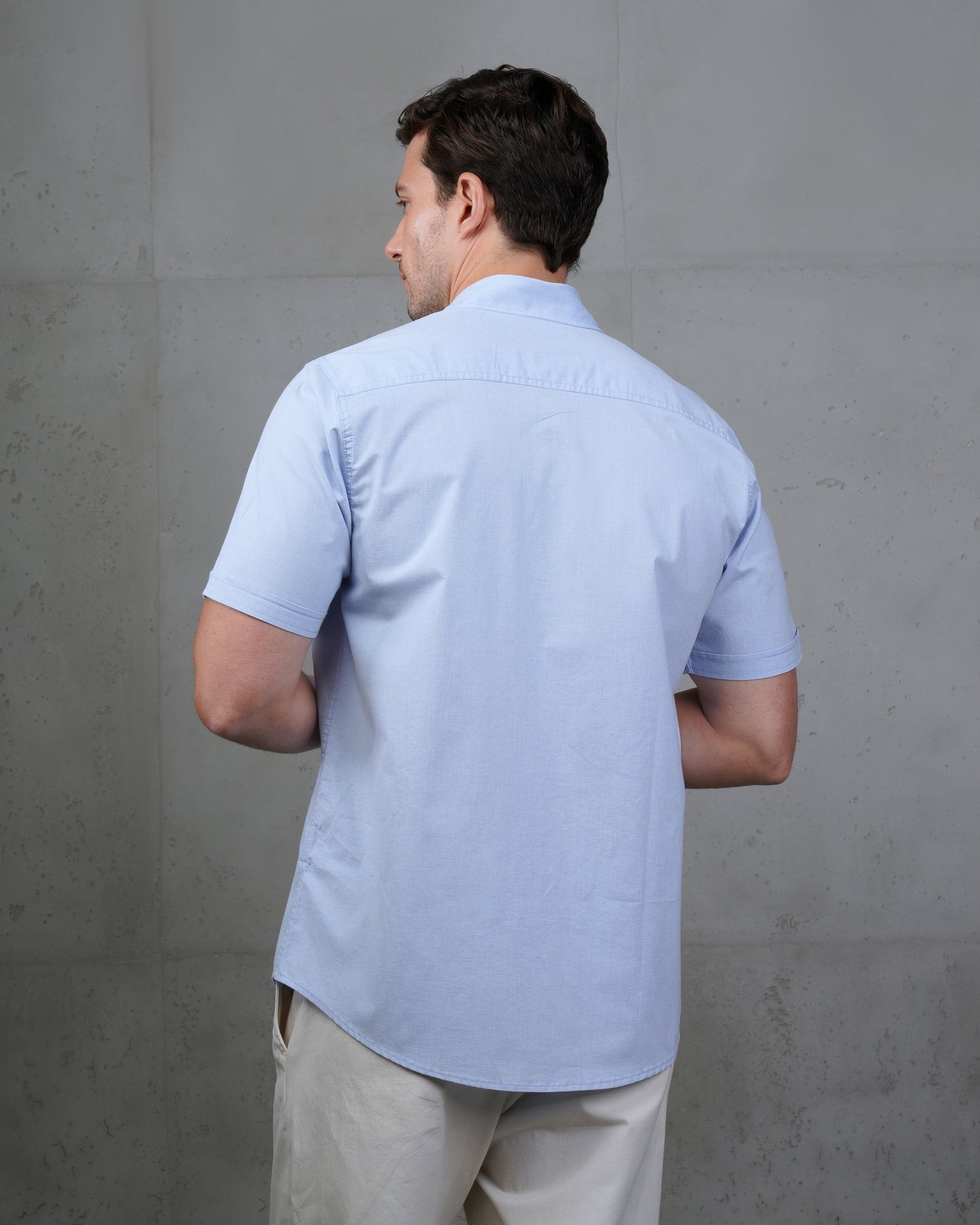 Baby blue  Cotton Short-Sleeve Shirt