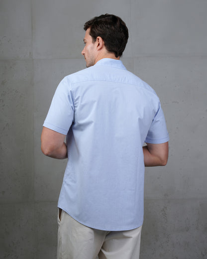 Baby blue  Cotton Short-Sleeve Shirt