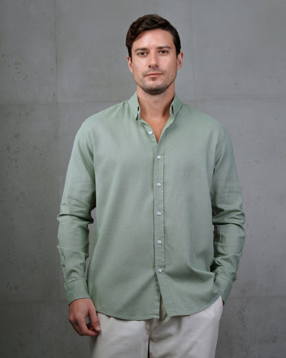 Khaki Plain Cotton Shirt (Big Size)
