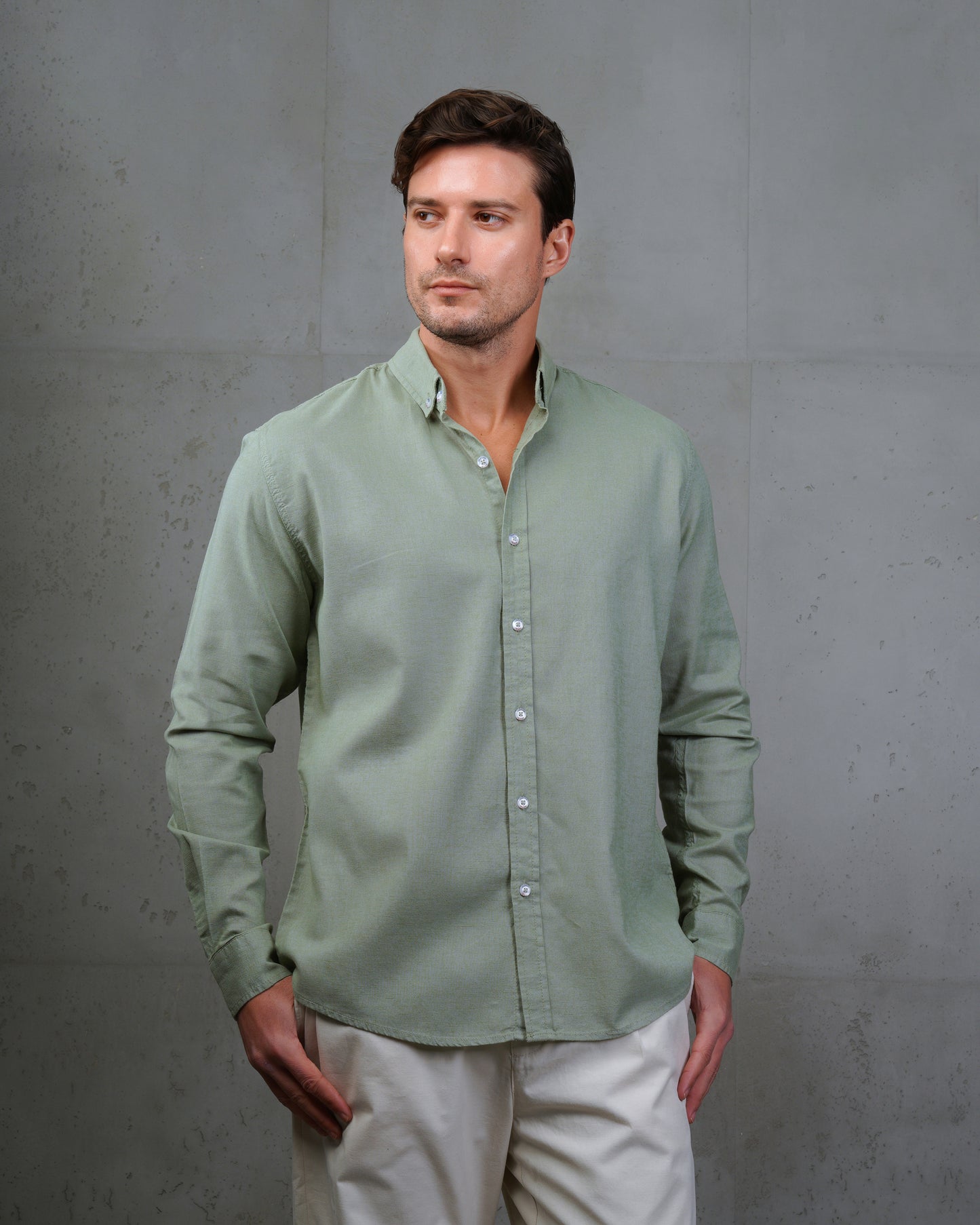 Khaki Plain Cotton Shirt