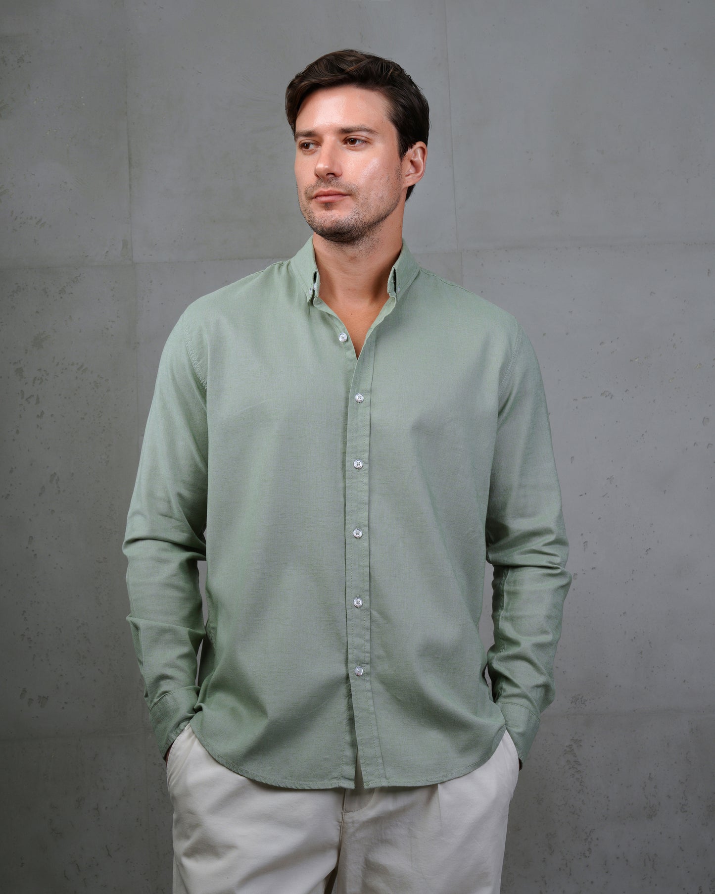 Khaki Plain Cotton Shirt (Big Size)