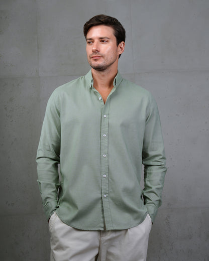 Khaki Plain Cotton Shirt (Big Size)