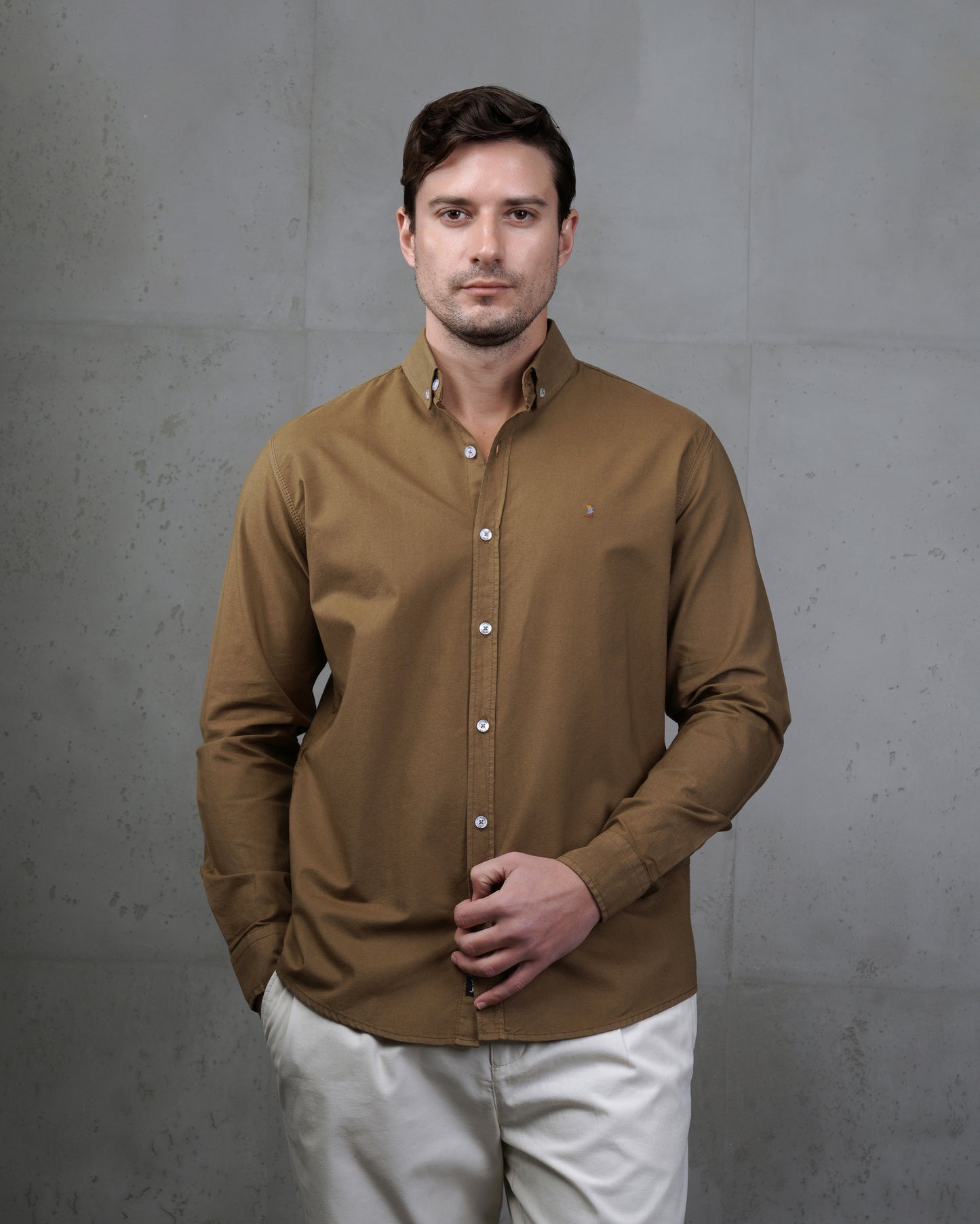 Camel Oxford Cotton Shirt