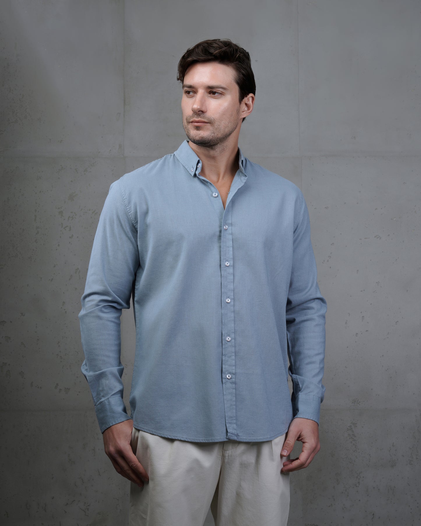 Light Blue Plain Cotton Shirt