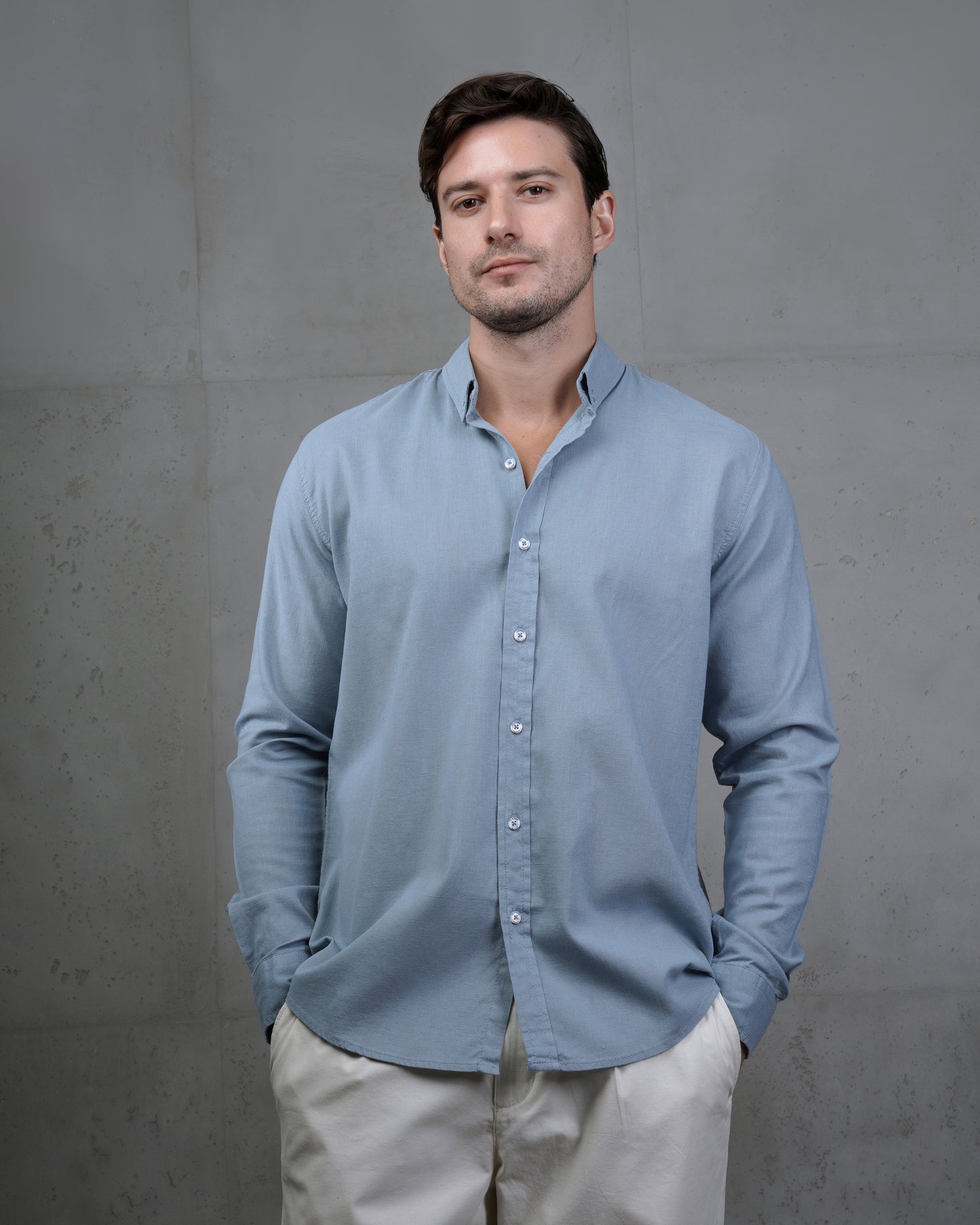 Light Blue Plain Cotton Shirt