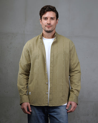 Oil Long Sleeve Textured Cotton Shirt