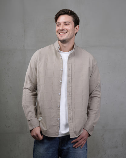 Iron Long Sleeve Textured Cotton Shirt