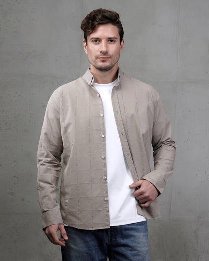 Iron Long Sleeve Textured Cotton Shirt