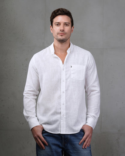 White Linen Plain Shirt