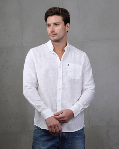 White Linen Plain Shirt